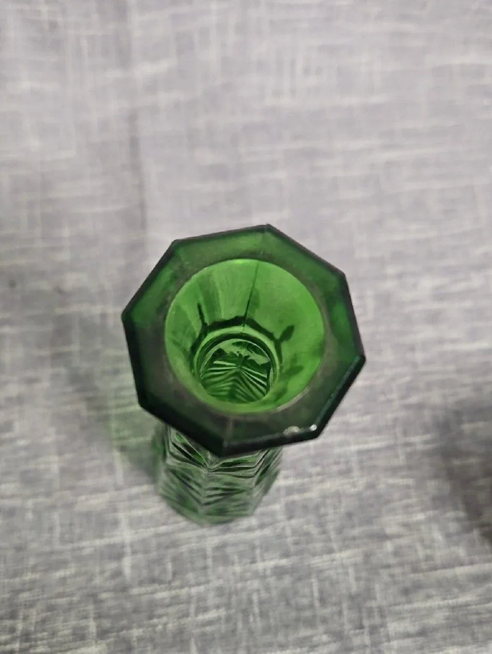 Tall Green Pressed Glass Bud Vase